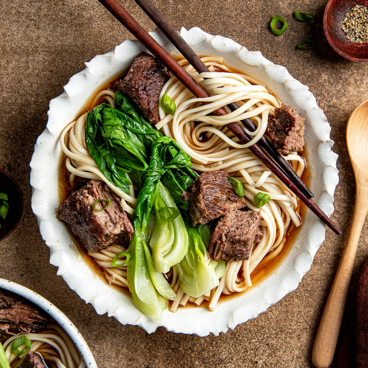 Bowl of Taiwanese beef noodle soup